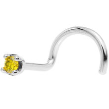 Load image into Gallery viewer, Solid 18K White Gold 1.5mm Genuine Yellow Diamond Nose Ring
