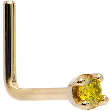 Load image into Gallery viewer, Solid 18K Yellow Gold 1.5mm Genuine Yellow Diamond Nose Ring
