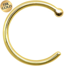 Load image into Gallery viewer, 18G 3/8 Solid 18K Yellow Gold Nose Hoop
