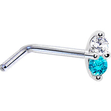 Load image into Gallery viewer, 14k White Gold Mint Green 1.5mm CZ Marquise Nose Ring
