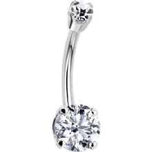 Load image into Gallery viewer, 14k White Gold Clear Cubic Zirconia Round Belly Ring
