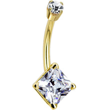 Load image into Gallery viewer, 14k Yellow Gold Clear Cubic Zirconia Princess Belly Ring
