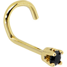 Load image into Gallery viewer, Solid 14K Yellow Gold 2mm Black Cubic Zirconia Nose Ring
