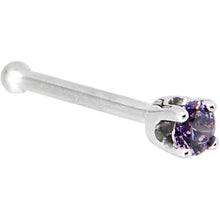 Load image into Gallery viewer, Solid 14K White Gold 2mm Amethyst Cubic Zirconia Nose Ring
