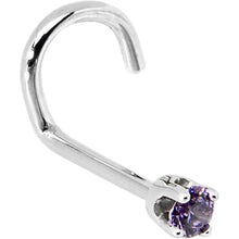 Load image into Gallery viewer, Solid 14K White Gold 2mm Amethyst Cubic Zirconia Nose Ring
