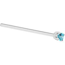 Load image into Gallery viewer, Solid 14K White Gold 2mm Mint Green Cubic Zirconia Nose Ring
