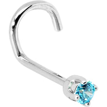 Load image into Gallery viewer, Solid 14K White Gold 2mm Mint Green Cubic Zirconia Nose Ring
