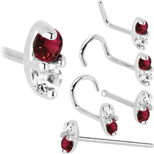 Load image into Gallery viewer, 14k White Gold Red 1.5mm CZ Marquise Nose Ring
