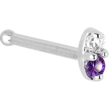 Load image into Gallery viewer, 14k White Gold Amethyst 1.5mm CZ Marquise Nose Ring
