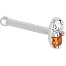 Load image into Gallery viewer, 14k White Gold Orange 1.5mm CZ Marquise Nose Ring
