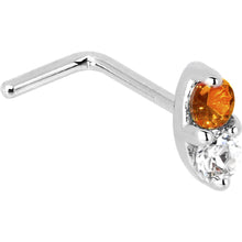 Load image into Gallery viewer, 14k White Gold Orange 1.5mm CZ Marquise Nose Ring
