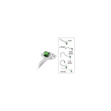 Load image into Gallery viewer, 14k White Gold Green 1.5mm CZ Marquise Nose Ring
