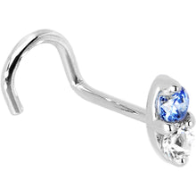 Load image into Gallery viewer, 14k White Gold Arctic Blue 1.5mm CZ Marquise Nose Ring
