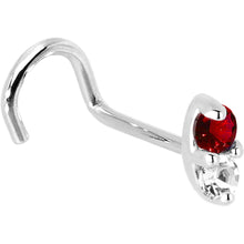 Load image into Gallery viewer, 14k White Gold 1.5mm Genuine Ruby Diamond Marquise Nose Ring
