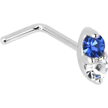 Load image into Gallery viewer, 14k White Gold 1.5mm Genuine Blue Sapphire Diamond Marquise Nose Ring
