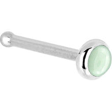 Load image into Gallery viewer, Solid 14K White Gold 2mm Aventurine Quartz Nose Ring
