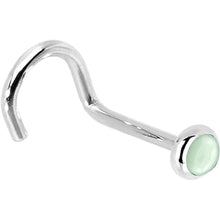Load image into Gallery viewer, Solid 14K White Gold 2mm Aventurine Quartz Nose Ring
