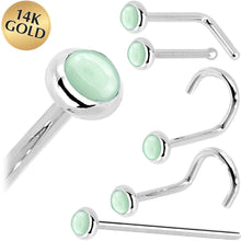 Load image into Gallery viewer, Solid 14K White Gold 2mm Aventurine Quartz Nose Ring
