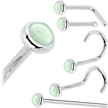 Load image into Gallery viewer, Solid 14K White Gold 2mm Aventurine Quartz Nose Ring
