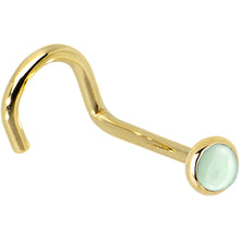 Load image into Gallery viewer, Solid 14K Yellow Gold 2mm Aventurine Quartz Nose Ring
