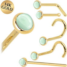 Load image into Gallery viewer, Solid 14K Yellow Gold 2mm Aventurine Quartz Nose Ring
