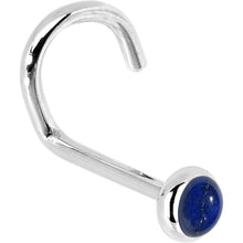 Load image into Gallery viewer, Solid 14K White Gold 2mm Lapis Lazuli Straight Nose Ring
