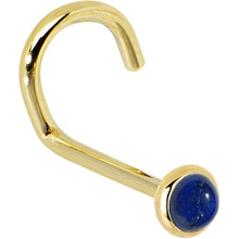 Load image into Gallery viewer, Solid 14K Yellow Gold 2mm Lapis Lazuli Straight Nose Ring
