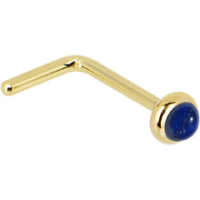 Load image into Gallery viewer, Solid 14K Yellow Gold 2mm Lapis Lazuli Straight Nose Ring
