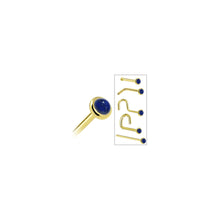 Load image into Gallery viewer, Solid 14K Yellow Gold 2mm Lapis Lazuli Straight Nose Ring
