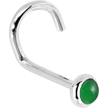 Load image into Gallery viewer, Solid 14K White Gold 2mm Jade Nose Ring
