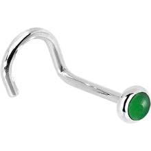 Load image into Gallery viewer, Solid 14K White Gold 2mm Jade Nose Ring
