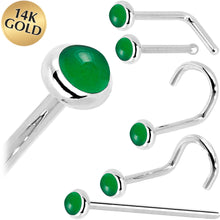 Load image into Gallery viewer, Solid 14K White Gold 2mm Jade Nose Ring
