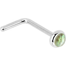 Load image into Gallery viewer, Solid 14K White Gold 2mm Labradorite Nose Ring
