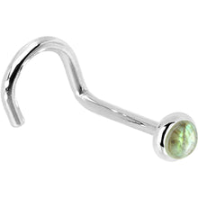 Load image into Gallery viewer, Solid 14K White Gold 2mm Labradorite Nose Ring
