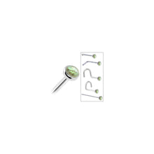 Load image into Gallery viewer, Solid 14K White Gold 2mm Labradorite Nose Ring

