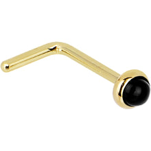 Load image into Gallery viewer, Solid 14K Yellow Gold 2mm Onyx Nose Ring
