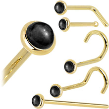 Load image into Gallery viewer, Solid 14K Yellow Gold 2mm Onyx Nose Ring

