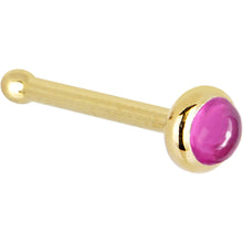 Load image into Gallery viewer, Solid 14K Yellow Gold 2mm Pink Tourmaline Nose Ring

