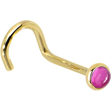 Load image into Gallery viewer, Solid 14K Yellow Gold 2mm Pink Tourmaline Nose Ring
