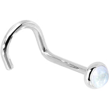 Load image into Gallery viewer, Solid 14K White Gold 2mm Rainbow Moonstone Nose Ring
