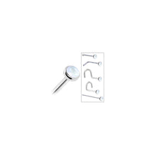 Load image into Gallery viewer, Solid 14K White Gold 2mm Rainbow Moonstone Nose Ring
