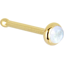 Load image into Gallery viewer, Solid 14K Yellow Gold 2mm Rainbow Moonstone Nose Ring
