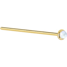 Load image into Gallery viewer, Solid 14K Yellow Gold 2mm Rainbow Moonstone Nose Ring
