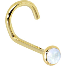 Load image into Gallery viewer, Solid 14K Yellow Gold 2mm Rainbow Moonstone Nose Ring
