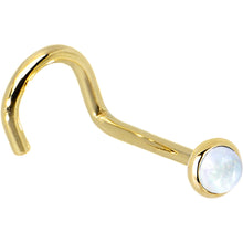 Load image into Gallery viewer, Solid 14K Yellow Gold 2mm Rainbow Moonstone Nose Ring
