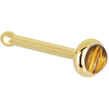 Load image into Gallery viewer, Solid 14K Yellow Gold 2mm Tiger Eye Nose Ring
