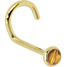 Load image into Gallery viewer, Solid 14K Yellow Gold 2mm Tiger Eye Nose Ring
