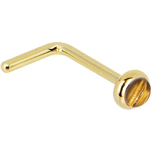 Load image into Gallery viewer, Solid 14K Yellow Gold 2mm Tiger Eye Nose Ring
