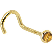 Load image into Gallery viewer, Solid 14K Yellow Gold 2mm Tiger Eye Nose Ring
