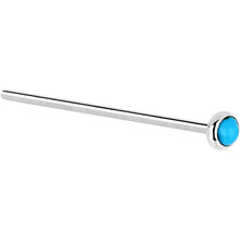 Load image into Gallery viewer, Solid 14K White Gold 2mm Turquoise Nose Ring
